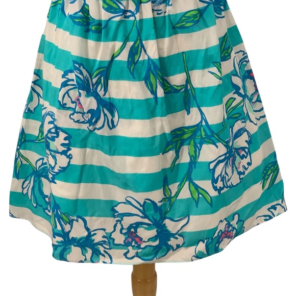 Lilly Pulitzer Strapless Langley Dress Shorely Blue Tossing The Line Floral Sz 0 - Picture 5 of 13